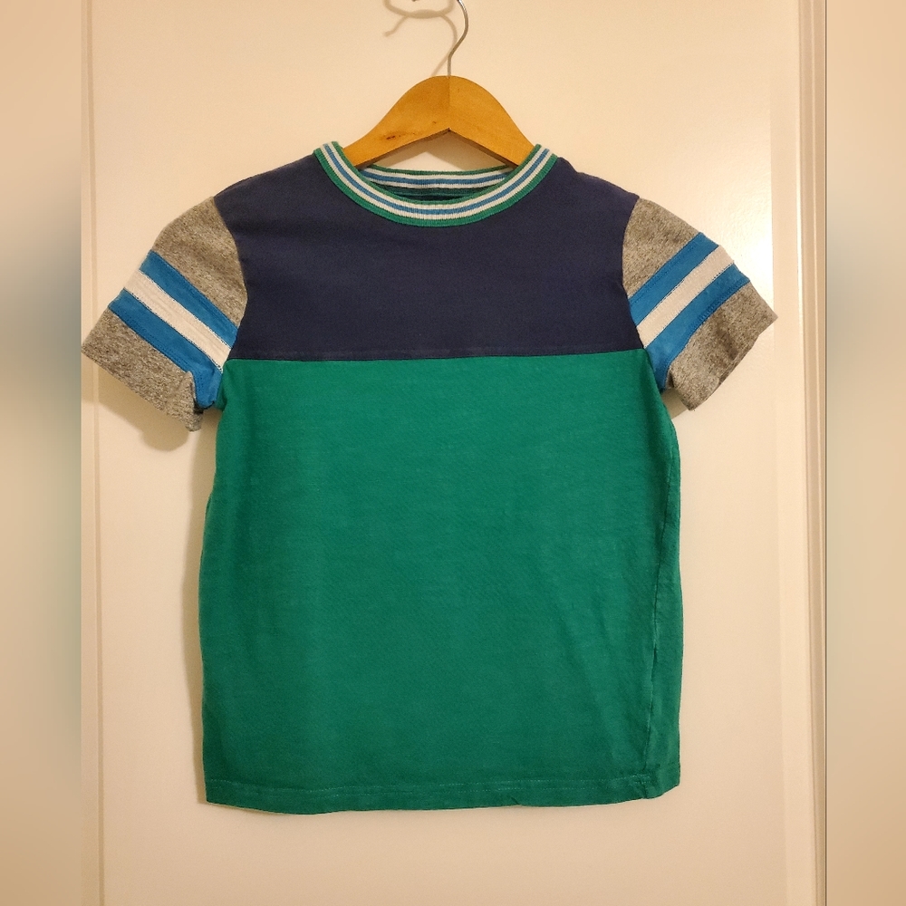 BODEN blue green white pocket 100% cotton short sleeve tee shirt size 9-10 140cm